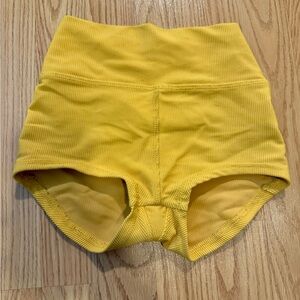 Yellow High-Waisted Ribbed Five Dance Shorts